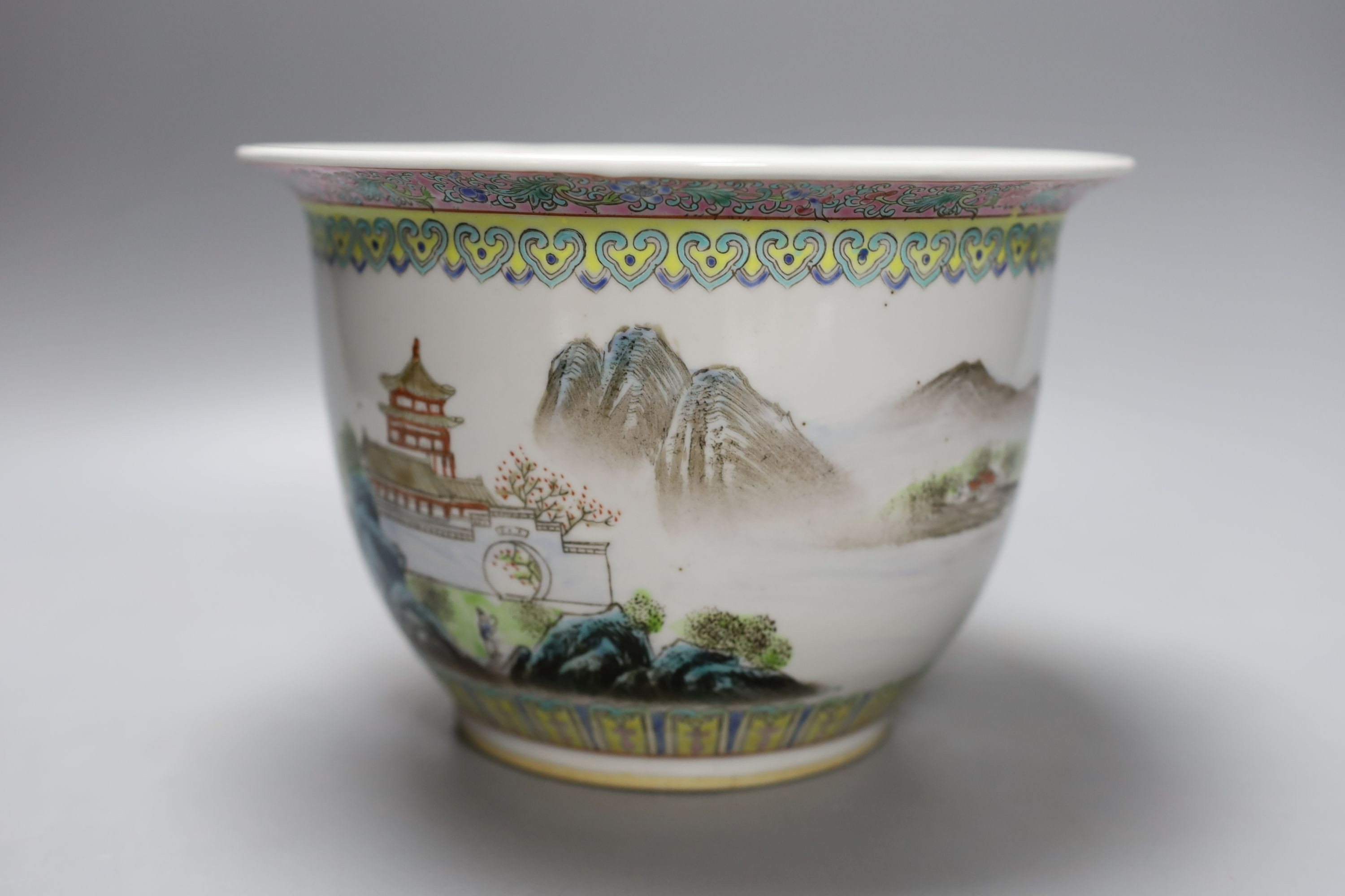 A mid 20th century Chinese famille rose plant pot - 14cm high